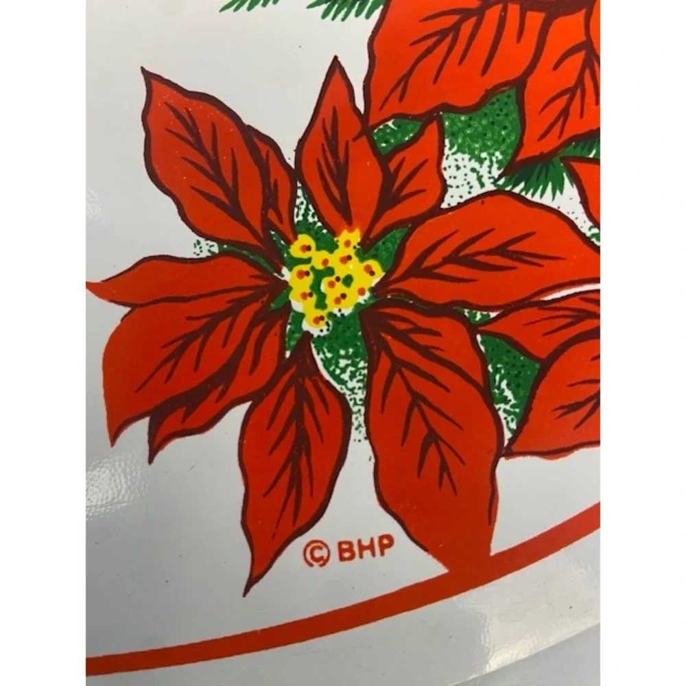 Vintage BHP Christmas Poinsettia Oval Placemats Set of 4 Holiday Table Decor